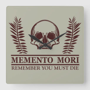 Memento mori schedel vierkante klok