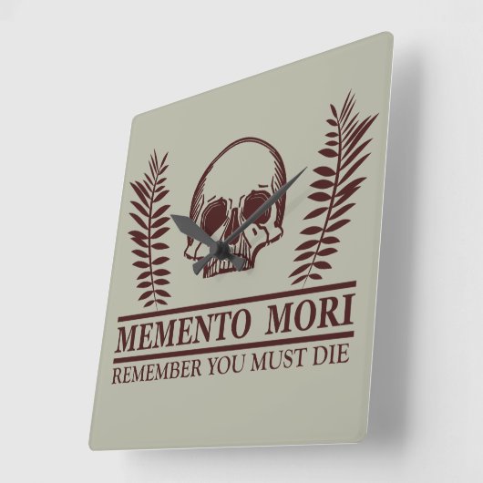 Memento mori schedel vierkante klok (Hoek)