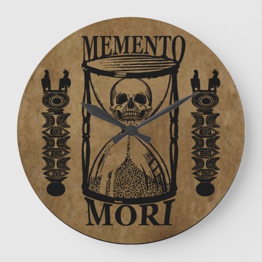 Memento mori schedel zandloper grote klok (Voorkant)