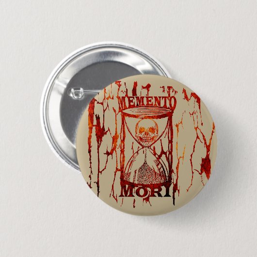 Memento mori schedel zandloper ronde button 5,7 cm (Voorkant /achterkant)