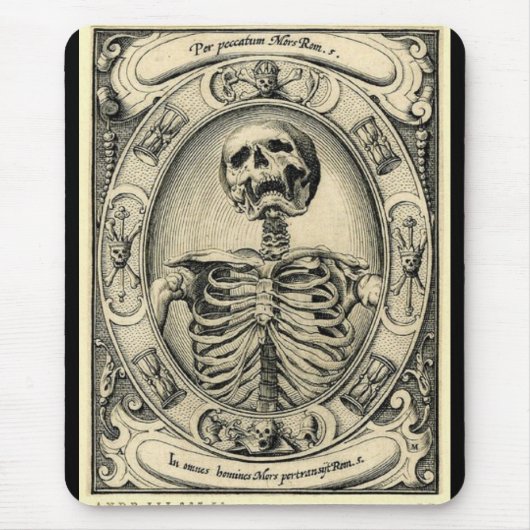 Memento Mori Skeleton Gothic Mousepad - Gepersonal Muismat (Voorkant)