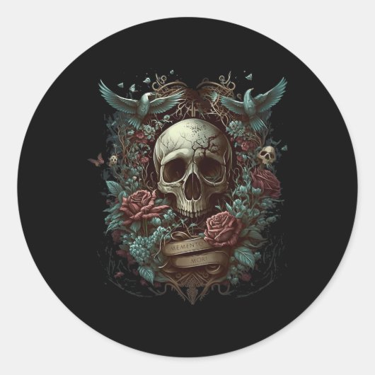 Memento Mori Skull 3 Ronde Sticker (Voorkant)