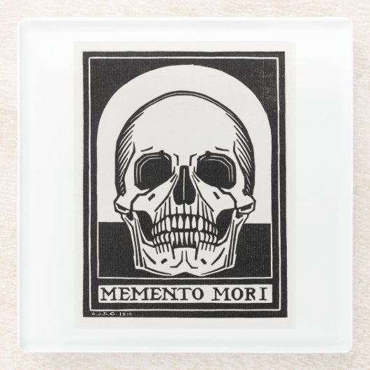 Memento Mori Skull Art Glazen Onderzetter (Voorkant)