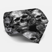 Memento Mori Skulls Zilver Stropdas (Opgerold)