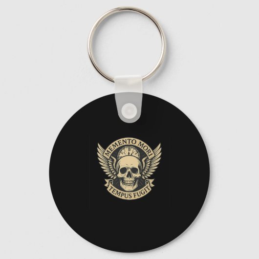 Memento Mori Tempus Fugit Latin Stoic Quote Premiu Sleutelhanger (Voorkant)