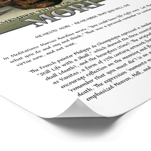 Memento Mori - Vergeet niet dat je Poster zult ste (Hoek)