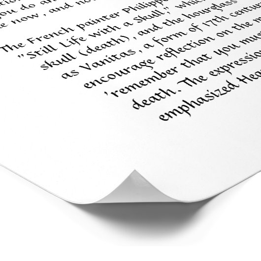 Memento Mori - Vergeet niet dat je Poster zult ste (Hoek)