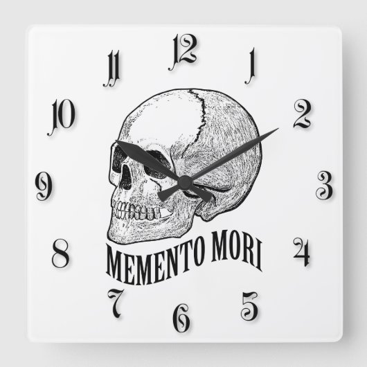 Memento mori vierkante klok (Voorkant)