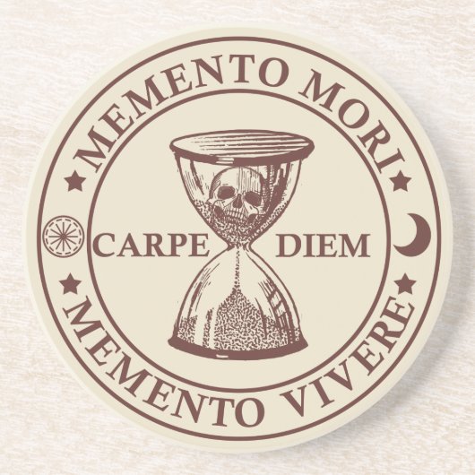 memento mori vivere zandsteen onderzetter (Voorkant)