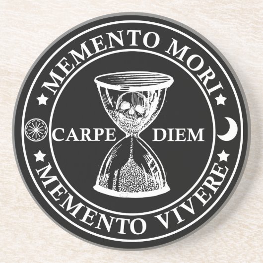 memento mori vivere zandsteen onderzetter (Voorkant)