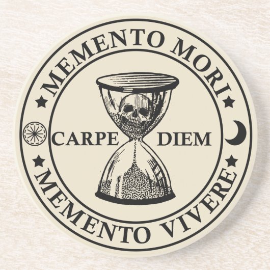 memento mori vivere zandsteen onderzetter (Voorkant)