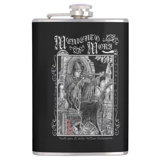 Memento Mori Whiskey Flask Heupfles (Voorkant)