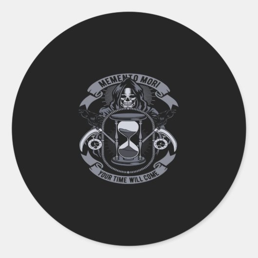 memento mori your time will come ronde sticker (Voorkant)