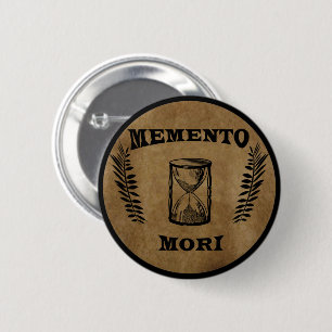 memento mori zandloper ronde button 5,7 cm