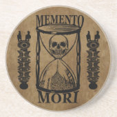 Memento mori zandloperschedel zandsteen onderzetter (Voorkant)