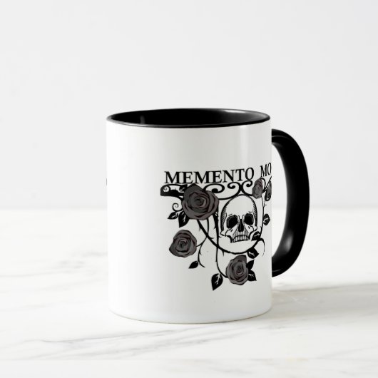 Memento mori zwarte rozen mok (Voorkant rechts)