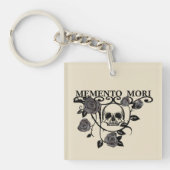 Memento mori zwarte rozen sleutelhanger (voorkant)