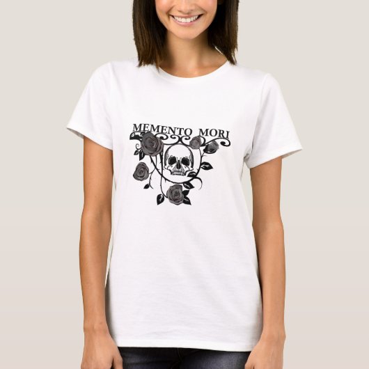 Memento mori zwarte rozen t-shirt (Voorkant)