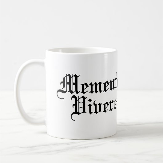 Memento Vivere - Latijnse term Koffiemok (Links)