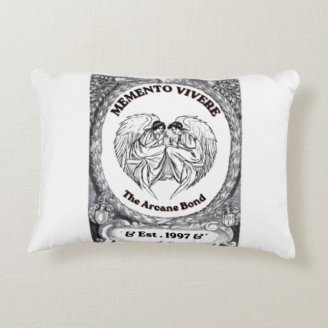 Memento Vivere | Vintage Engel Bond Kunst Accent Kussen (Achterkant)