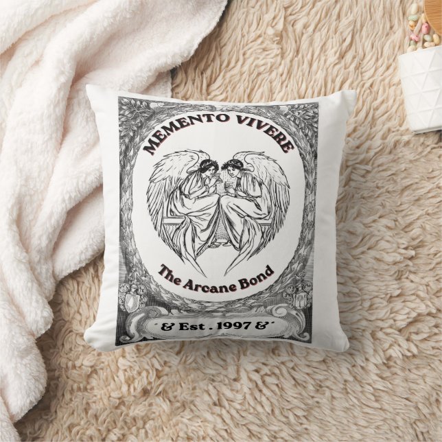 Memento Vivere | Vintage Engel Bond Kunst Kussen (Deken)