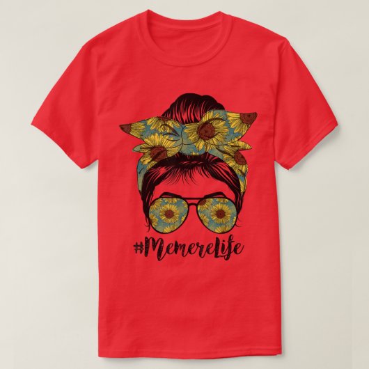Memere Life Messy Hair Bun Sunflower Vrouwen Moede T-shirt (Design voorkant)