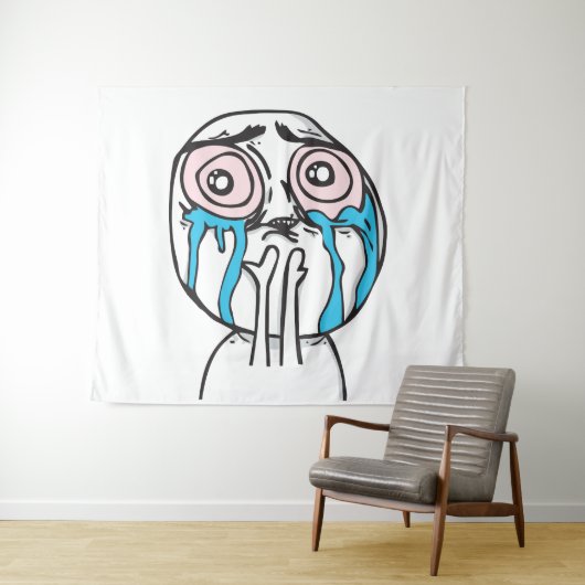 memes de mij huilend roze ogen rokend wandkleed (In Situ (horizontaal))