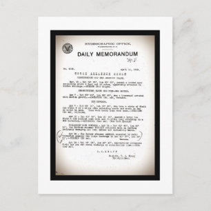 Memo van de Hydrografische Kantoor Titanic-ramp Briefkaart