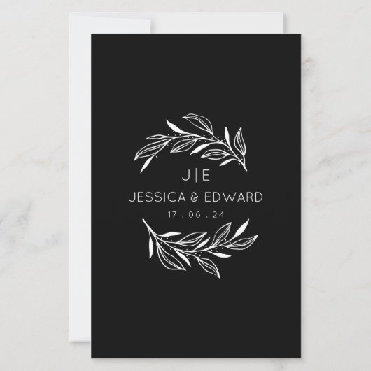 memorabele foto's QR code zwart chique moderne bru (Achterkant)