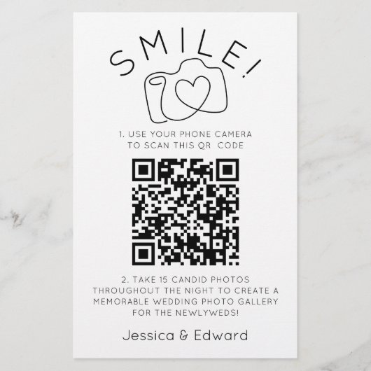 memorabele foto's QR code zwart chique moderne bru Briefpapier (Voorkant)