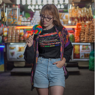 Memorabilia jaren 80 90 Teletekst Glitch Kunst Nos T-shirt