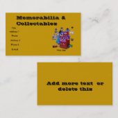 Memorabilia, verzamelbaar visitekaartje (Voorkant / Achterkant)