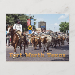 Memorable Fort Worth Texas Cattle Drive Briefkaart