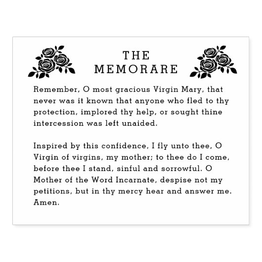 Memorare Prayer Maagd Maria Katholieke Rozen Rubberstempel (Afrduk)
