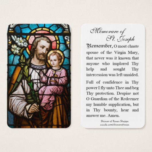 Memorare Prayer St. Joseph en Jezus Heilige Kaart (Voorkant /achterkant)