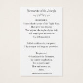 Memorare Prayer St. Joseph en Jezus Heilige Kaart (Achterkant)