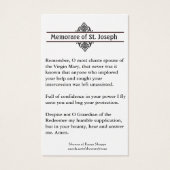 Memorare Prayer St. Joseph en Jezus Heilige Kaart (Achterkant)