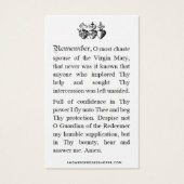 Memorare Prayer St. Joseph en Jezus Heilige Kaart (Achterkant)