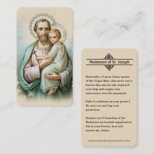 Memorare Prayer St. Joseph en Jezus Heilige Kaart Plaatskaartje (Voorkant / Achterkant)