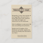 Memorare Prayer St. Joseph en Jezus Heilige Kaart Visitekaartje (Achterkant)