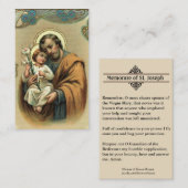 Memorare Prayer St. Joseph en Jezus Heilige Kaart Visitekaartje (Voorkant / Achterkant)