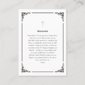 Memorare Virgin Mary Prayer Card Plaatskaartje (Achterkant)