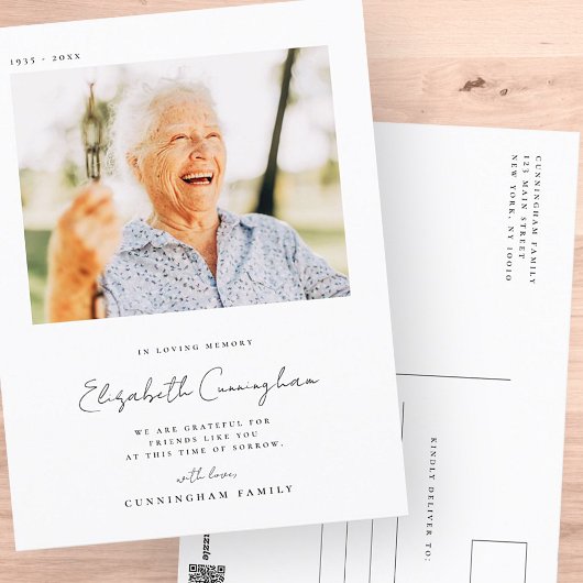 Memoriaal Liefdevolle Herinnering Elegant Eenvoudi Briefkaart