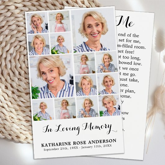 Memorial 14 Fotocollage Begrafenis Kaarten Visitekaartje