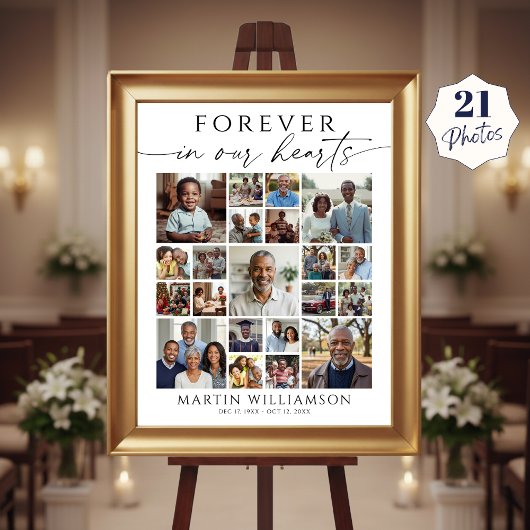 Memorial 21 Photo Collage Forever in our Hearts Poster
