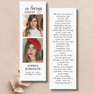 Memorial 2 Photo Collage Funeral Prayer Kaart Mini Visitekaartje