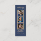 Memorial 3 Foto begrafenis Blue Prayer Bladwijzer Mini Visitekaartje (Voorkant)