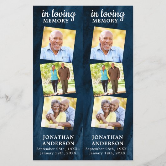 Memorial 3 Foto Blue Funeral Prayer 2 Bladwijzer (Voorkant)