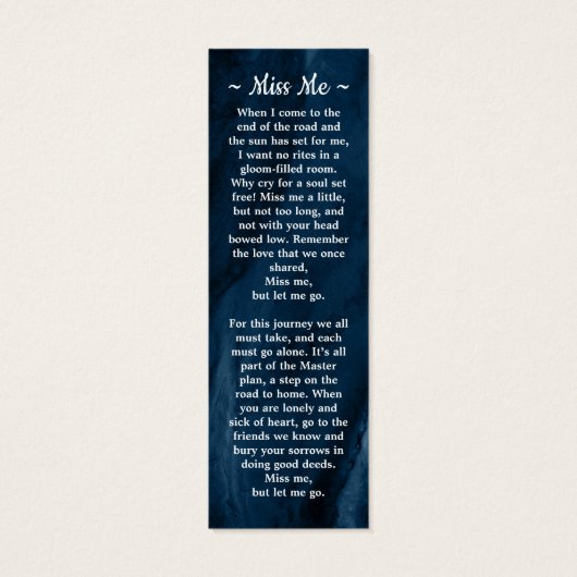 Memorial 3 Foto Funeral Prayer Bladwijzer Blue Mini Visitekaartjes (Achterkant)