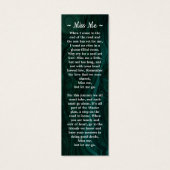 Memorial 3 Foto Funeral Prayer Bladwijzer Green Mini Visitekaartjes (Achterkant)